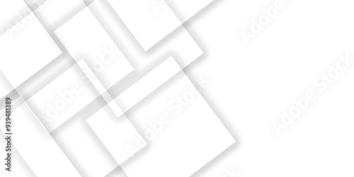 Abstract white and grey geometric overlapping square pattern background with shadow. paper texture design Abstract white background can use for design, background concept, vector illustration.	
