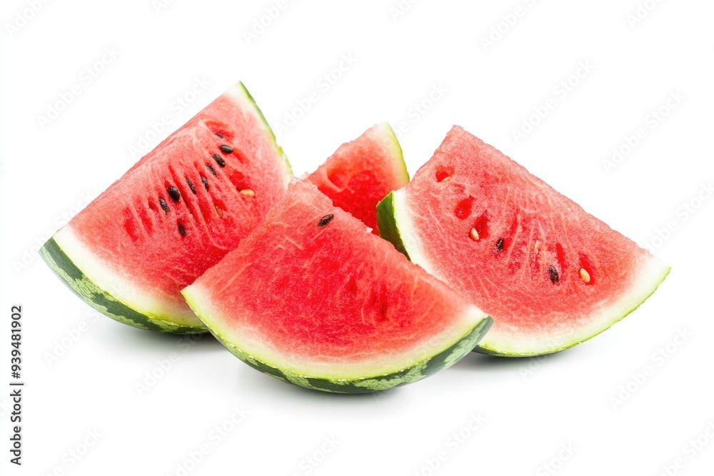 Mini Watermelon Group. Fresh and Juicy Red Fruit Slices, Isolated on White Mini Watermelon Group. Fresh and Juicy Red Fruit Slices, Isolated on White