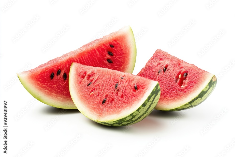 Mini Watermelon. Group of Fresh Mini Watermelon Halves and Slices on White Background Mini Watermelon. Group of Fresh Mini Watermelon Halves and Slices on White Background