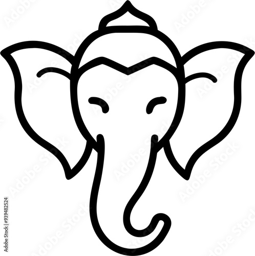simple ganesha lineart,illustration Ganesha vector