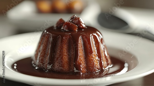 48. Pouding Chameur (variation), rich syrup pudding, 3D illustration