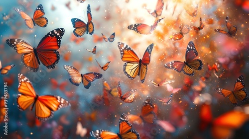 Monarch Butterflies in Flight