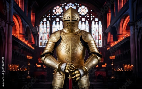 Ephesians 61314 depicts the armor of God for spiritual warfare. Concept Biblical Armor of God. Spiritual Warfare Depicted in Medieval Knight Armor at a Castle Museum