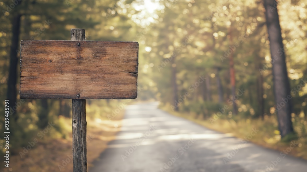 Empty wooden sign on the road, ideal for adding text with copy space image. Empty wooden sign on the road, ideal for adding text with copy space image.