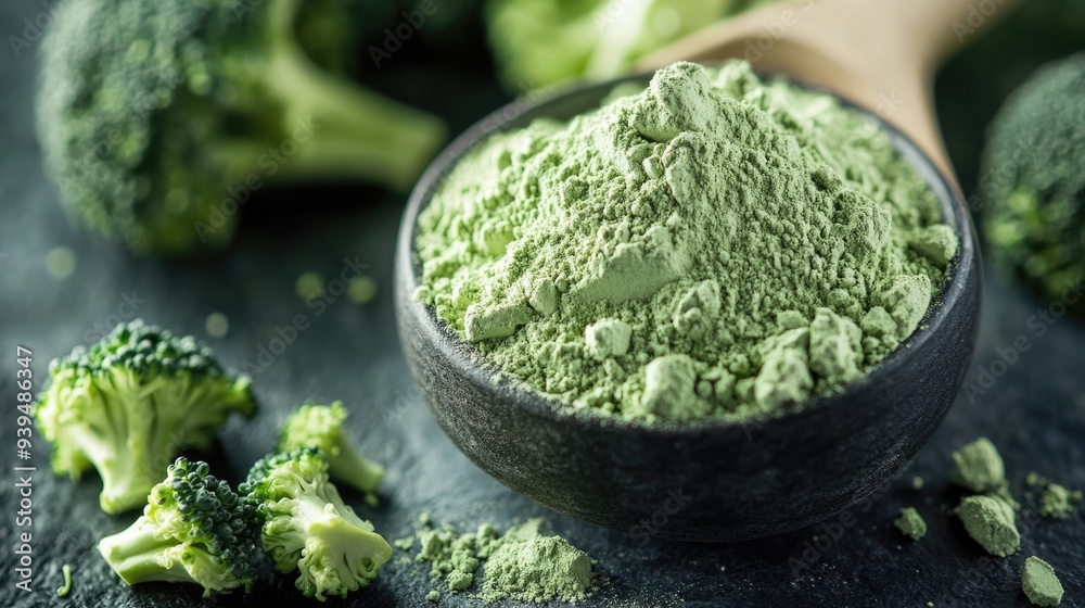 Broccoli Powder. Dried and Crushed Broccoli for Instant Plant-Based Fiber Supplement Broccoli Powder. Dried and Crushed Broccoli for Instant Plant-Based Fiber Supplement