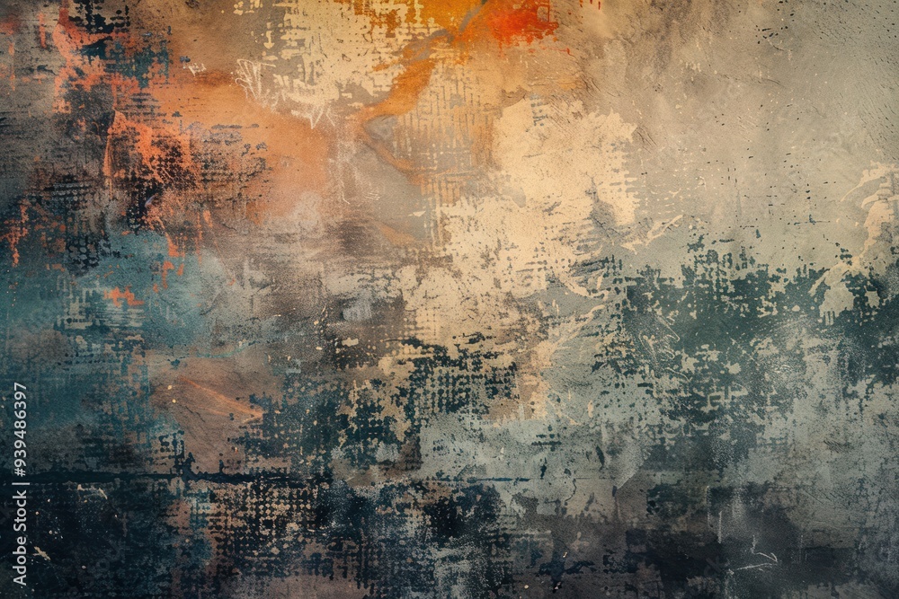 Grungy textured surface with distressed abstract paint strokes. Artistic mixed media background. Grungy textured surface with distressed abstract paint strokes. Artistic mixed media background.