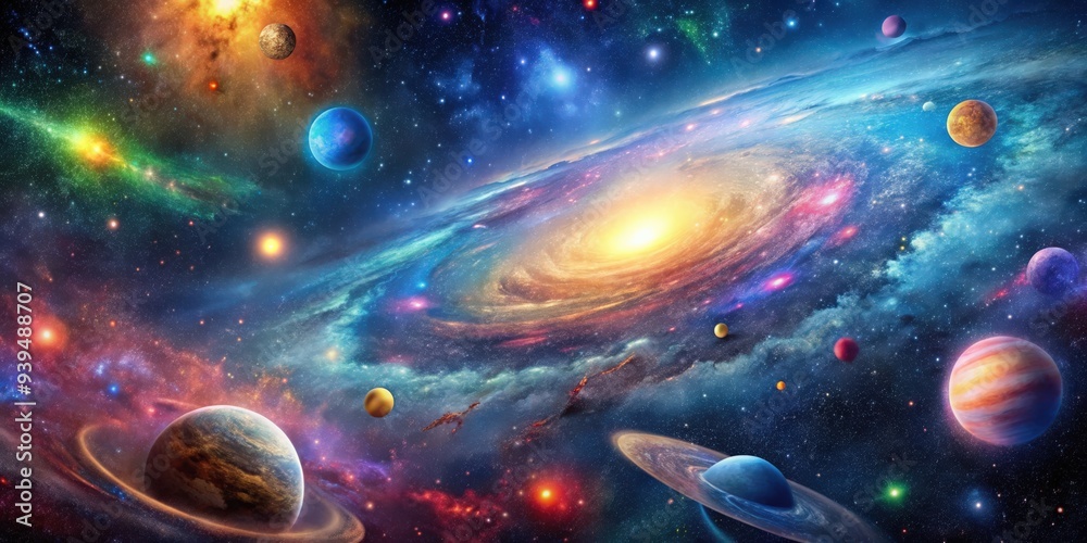 A mesmerizing stock photo of colorful galaxies and stars in the vast universe space, universe, space, visible matter A mesmerizing stock photo of colorful galaxies and stars in the vast universe space, universe, space, visible matter