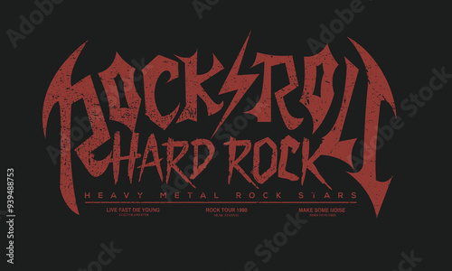 Rockstar word t shirt design. Hard rock lettering logo.  Vintage music poster design. Rock and roll world tour artwork.