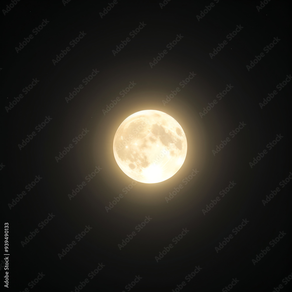 Obraz premium Full Moon Glowing Brightly in the Night Sky