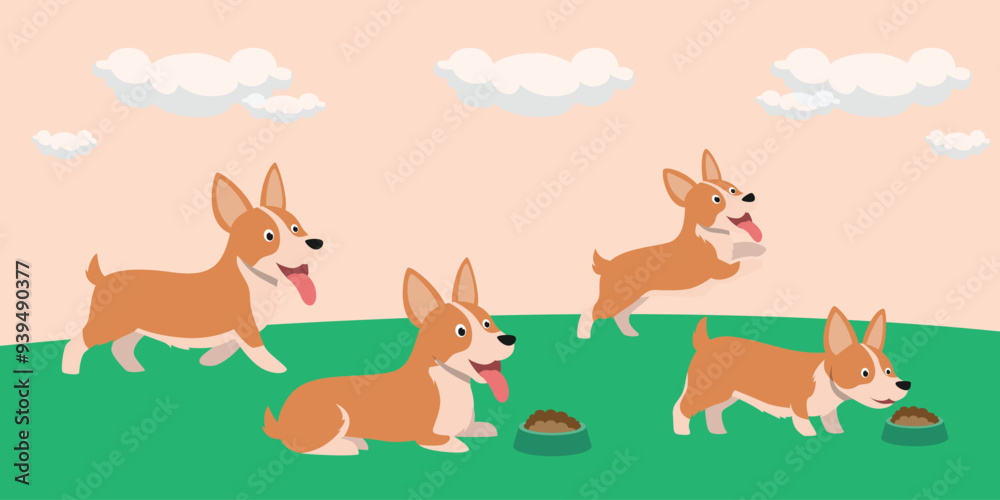 Fototapeta premium Cute Dogs Showcasing a Variety of Playful Poses