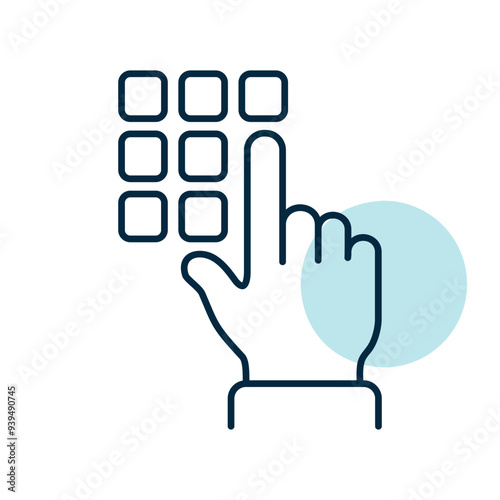 Hand finger entering pin code icon