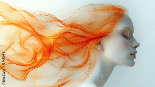 Woman with Flowing Orange Hair