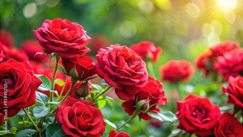 Romantic red roses in full bloom , love, beauty, passion, floral, bouquet, Valentine's Day, romance, celebration, nature