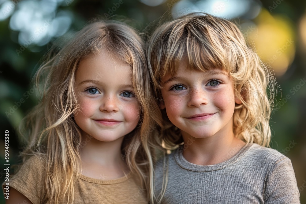 happy siblings portrait, Generative AI happy siblings portrait, Generative AI