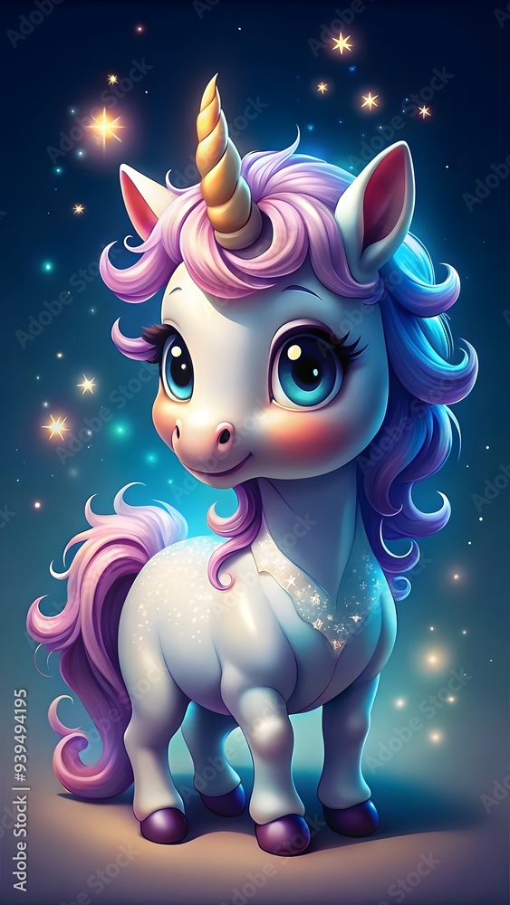 little unicorn with a 3d animated abstract setting little unicorn with a 3d animated abstract setting