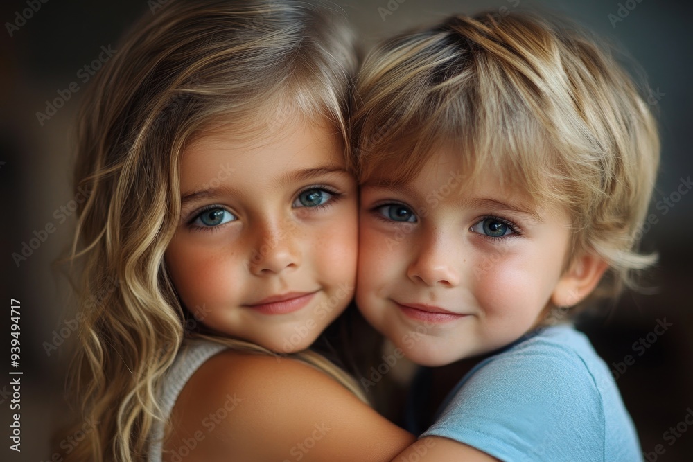 Brother and sister hugging, Generative AI Brother and sister hugging, Generative AI