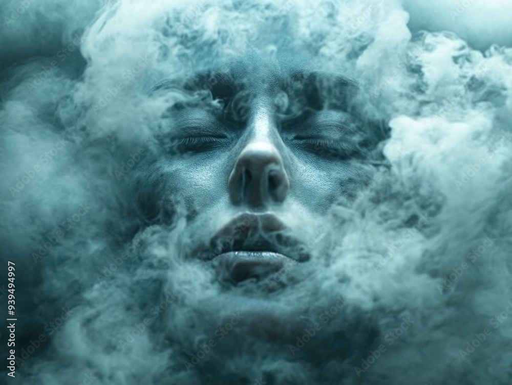 Ethereal Portrait of a Woman Shrouded in Mysterious Dreamlike Smoke Ethereal Portrait of a Woman Shrouded in Mysterious Dreamlike Smoke