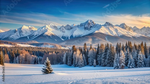 Snow-covered Polish Tatra mountains in winter , Snow, mountains, Poland, Tatra, winter, cold, scenic, nature