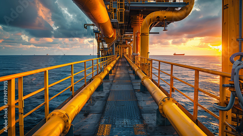 Petroleum pipelines for offshore oil and gas production. Oil Pipeline and Gas Industry. Generative AI.