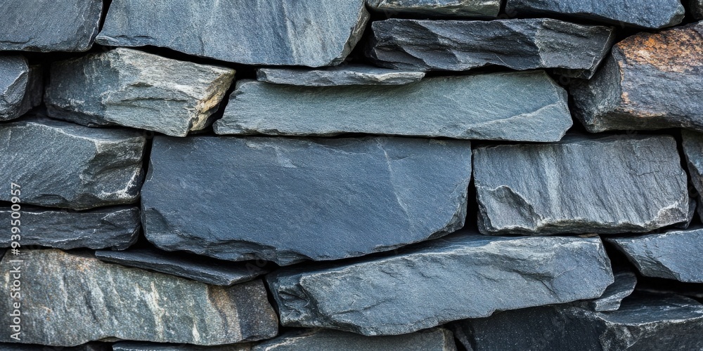 A detailed view of natural slate stones stacked for construction or decor A detailed view of natural slate stones stacked for construction or decor