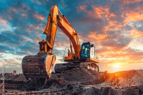 Excavator at Sunset