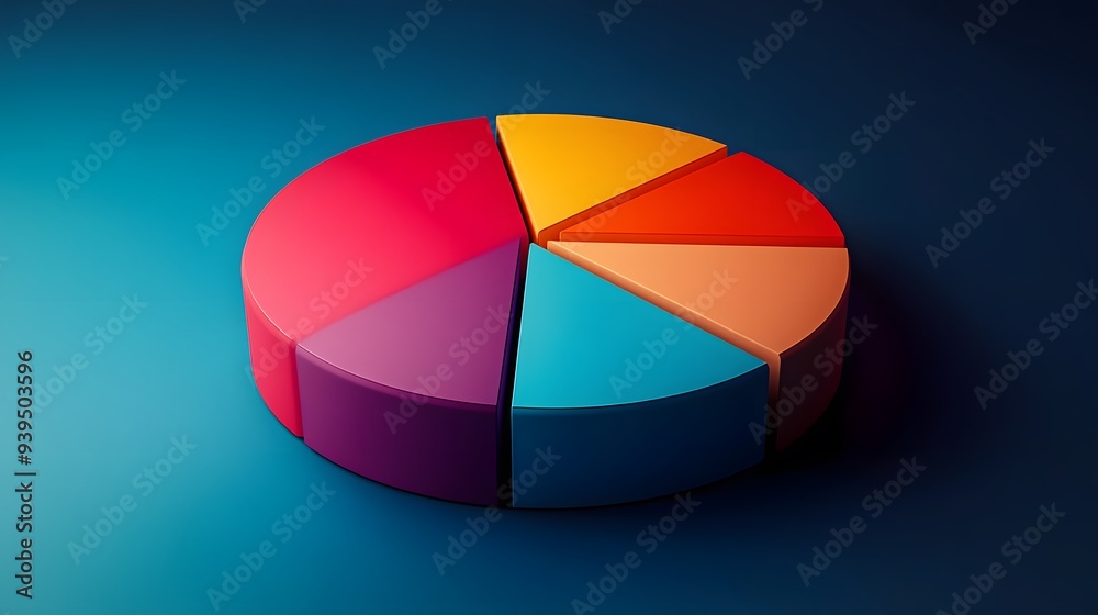 Obraz premium Colorful pie chart, 3D