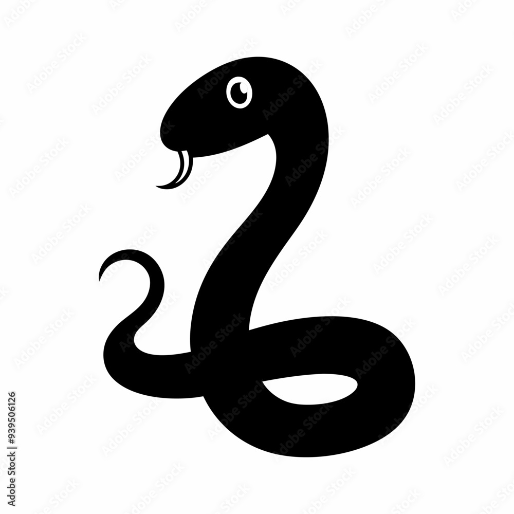 Fototapeta premium Snake silhouette. Isolated snake silhouette on white background