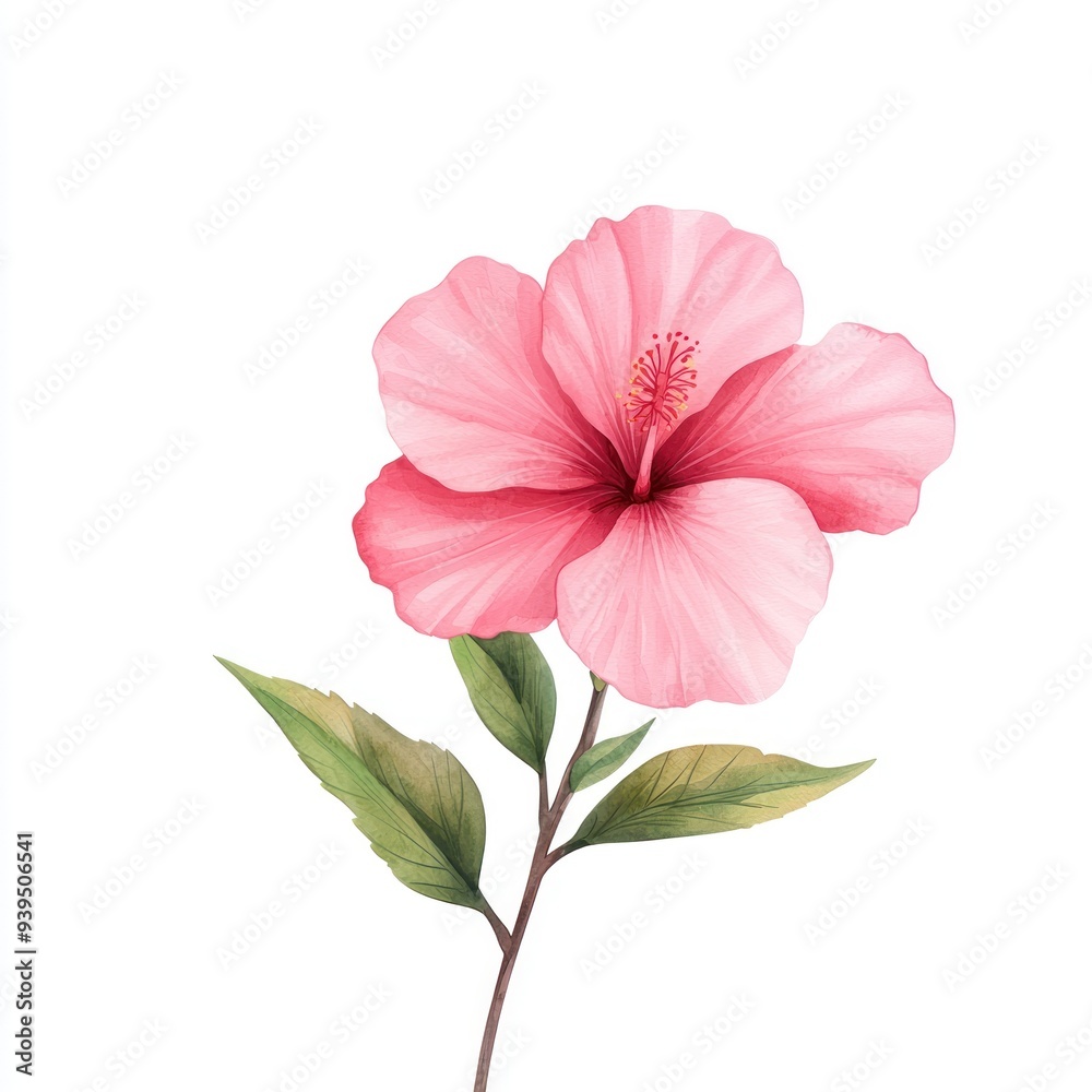 A beautiful pink hibiscus flower with lush green leaves, perfect for enhancing designs with a touch of nature and elegance. A beautiful pink hibiscus flower with lush green leaves, perfect for enhancing designs with a touch of nature and elegance.