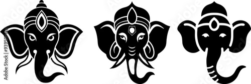 ganesha set silhouette vector