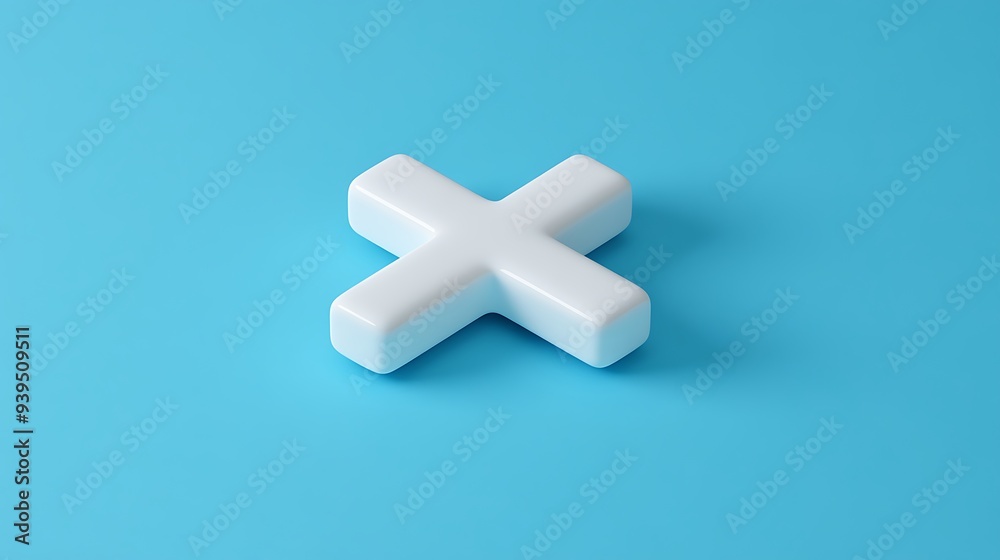 Obraz premium Minimalistic 3D Render of White Plus Signs on Rich Blue Background