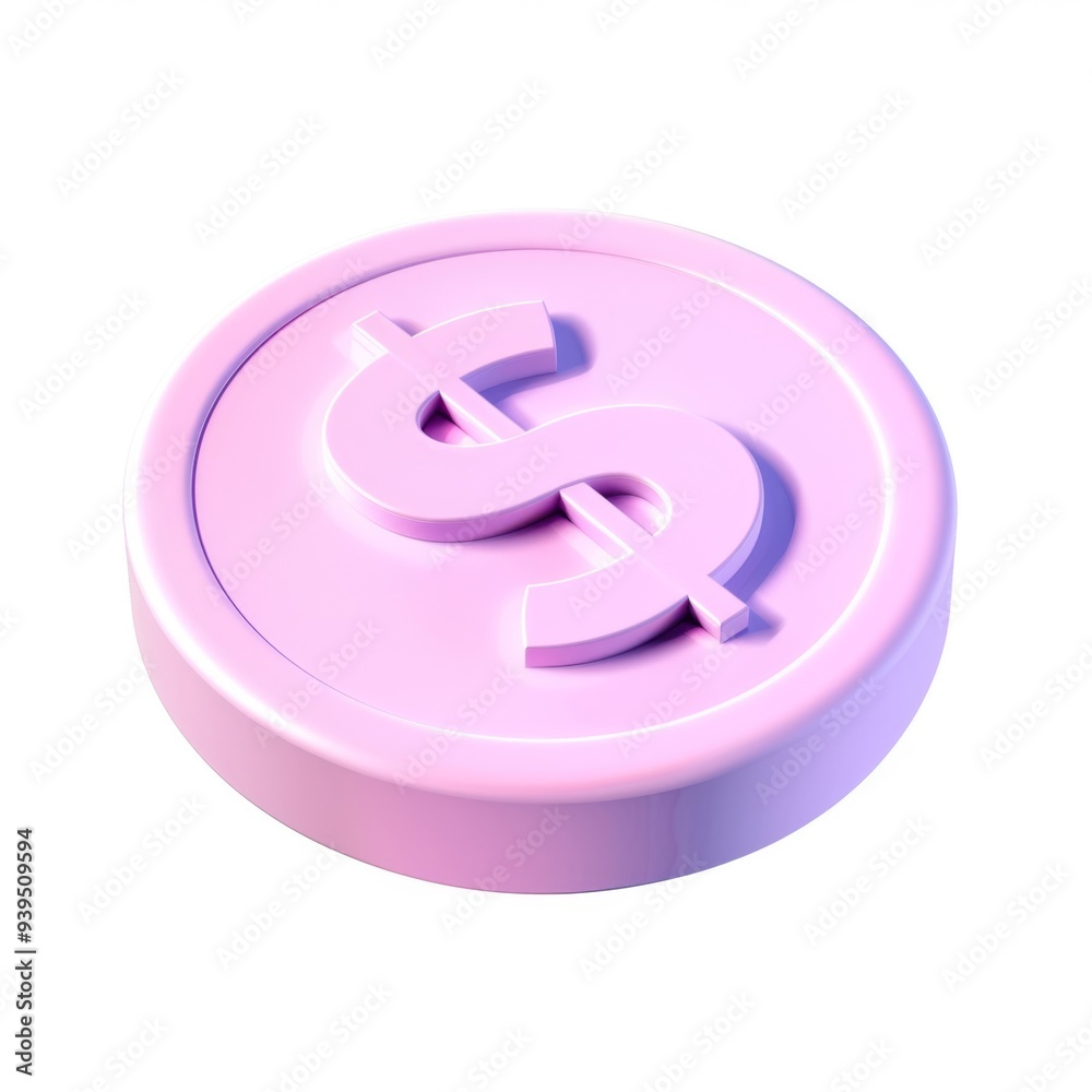 dollar icon in 3D style on a white background dollar icon in 3D style on a white background