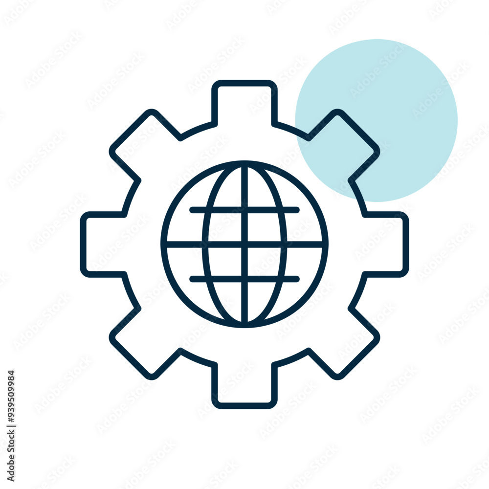 Globe with gears icon. World mechanism symbol Globe with gears icon. World mechanism symbol