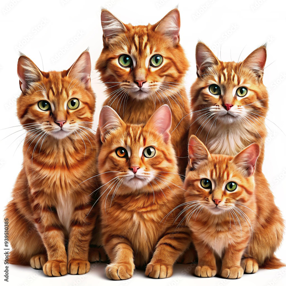 Cat with red fur isolated on white background as white background Cat with red fur isolated on white background as white background