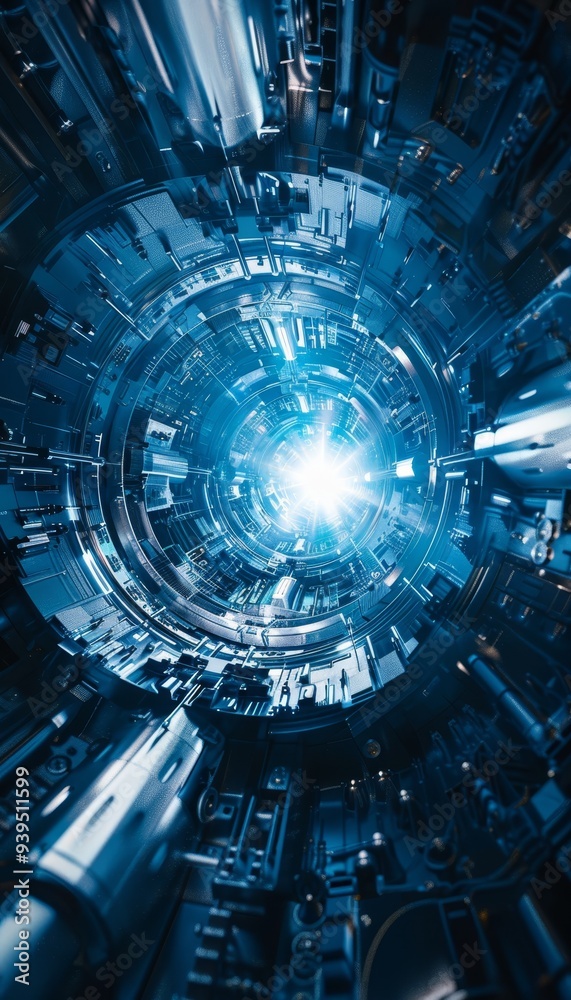 Fototapeta premium Advanced thermonuclear fusion facility with a glowing reactor symbolizing the future of energy