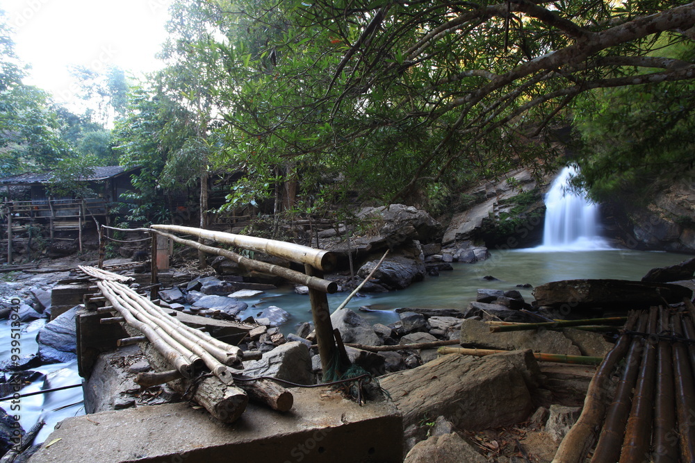 Scenery of Mae Wang waterfall is a small waterfall hidden in nature in Mae Wang District Chiang Mai Province, Thailand Scenery of Mae Wang waterfall is a small waterfall hidden in nature in Mae Wang District Chiang Mai Province, Thailand