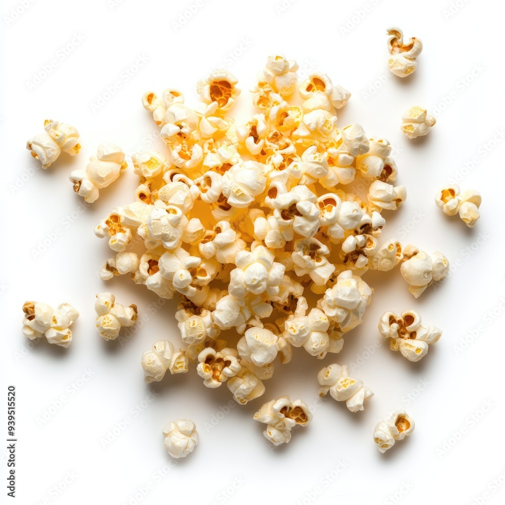 A Pile of Popcorn Against a White Background A Pile of Popcorn Against a White Background