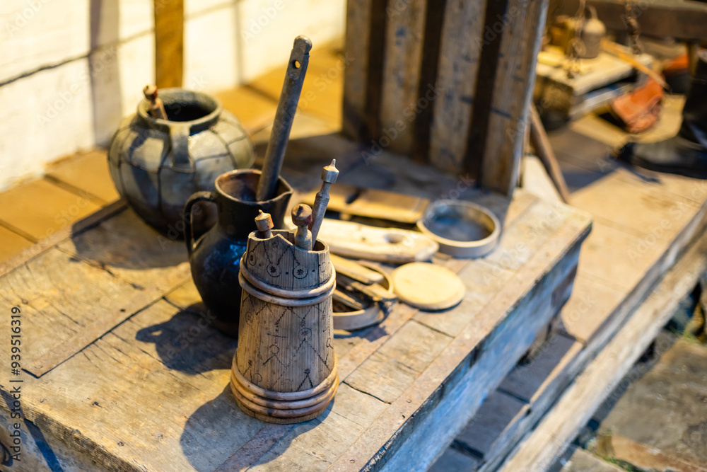 Some old utensils in an old and rural kitchen Some old utensils in an old and rural kitchen
