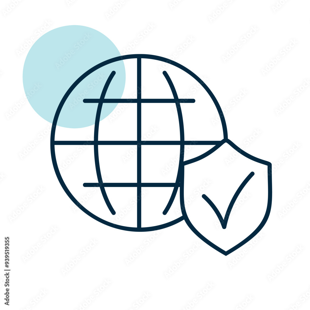 Global shield vector icon on white background Global shield vector icon on white background
