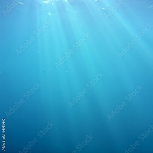 Sun Rays Penetrating Clear Blue Ocean Water