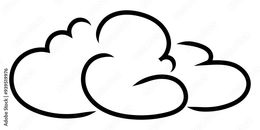 Cloud line art. Cute cloud in cartoon style. Vector illustration isolated on white background. Cloud line art. Cute cloud in cartoon style. Vector illustration isolated on white background.