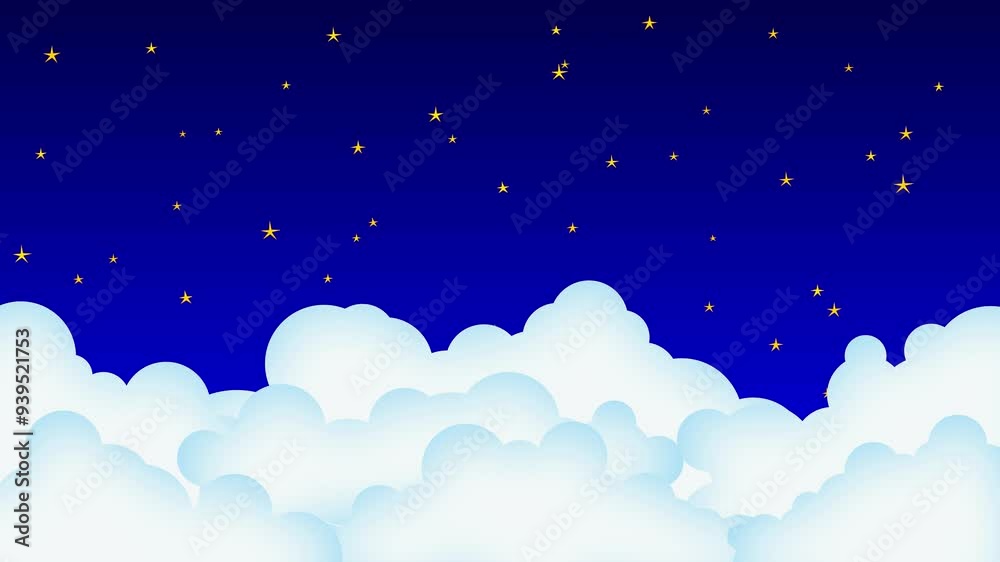 night sky with stars and clouds, lullaby and nursery bedtime kids starry sky, 4k loop motion background night sky with stars and clouds, lullaby and nursery bedtime kids starry sky, 4k loop motion background