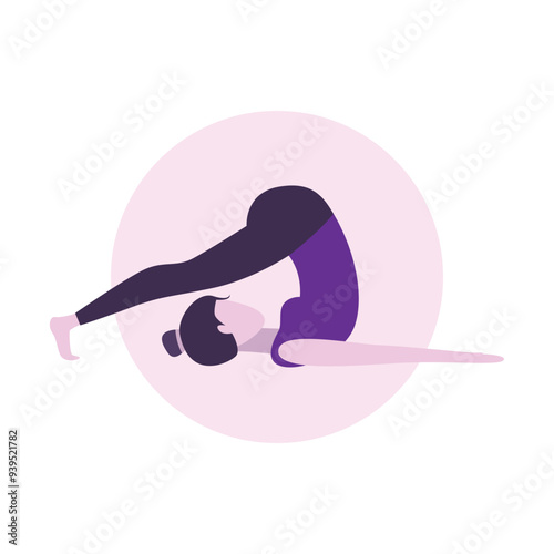 Flat Design Illustration of Woman Practicing Yoga