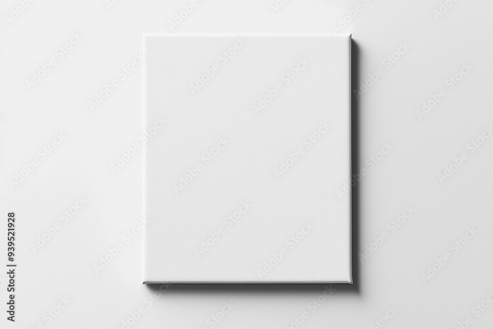 Plain white canvas resting against a light background, ready for a creative painting project or artistic expression Plain white canvas resting against a light background, ready for a creative painting project or artistic expression