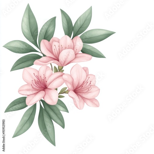 Elegant pink flowers surrounded by lush green leaves, perfect for decorative designs and nature-themed projects.