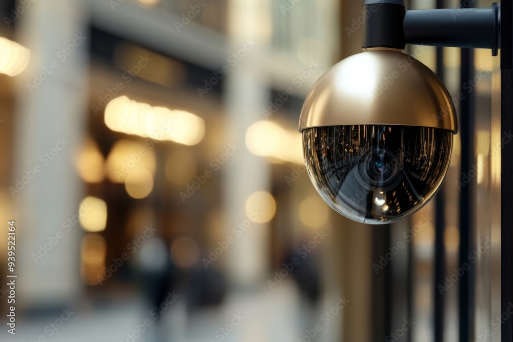 Modern Security Surveillance Camera in Urban Shopping Area Modern Security Surveillance Camera in Urban Shopping Area