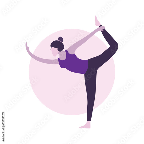 Flat Design Illustration of Woman Practicing Yoga