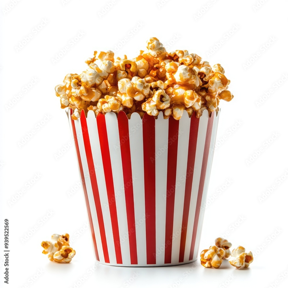 Caramel Popcorn in Red and White Striped Bucket Caramel Popcorn in Red and White Striped Bucket