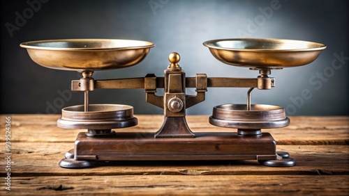 Close-up of a vintage scale with measuring weights , balance, vintage, measure, weight, tool, retro, kitchen, household