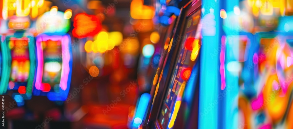Colorful lights and Blurry Background of Slot Machines Colorful lights and Blurry Background of Slot Machines