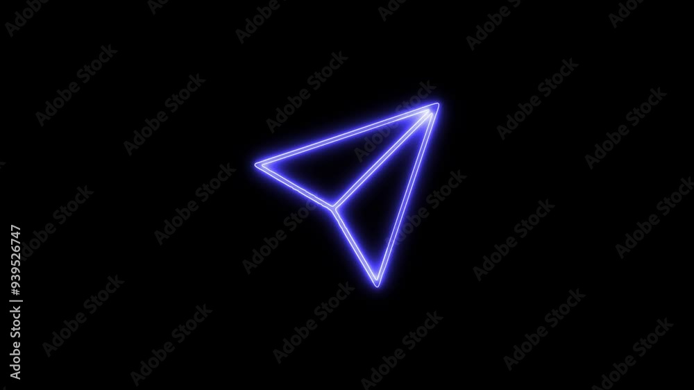 Neon Send Icon - HD Animated Design with Linear Symbol on Black Background Neon Send Icon - HD Animated Design with Linear Symbol on Black Background